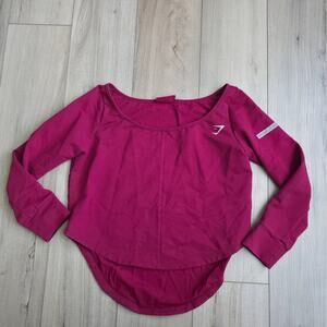 Gymshark Nikki Blackketter Wine Long Sleeve Mesh Back Crop Top Women Sz M